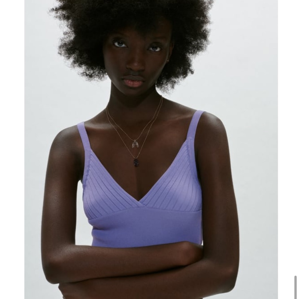 zara light purple knit tank top